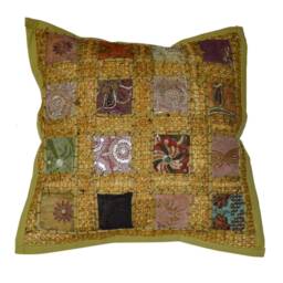 Pillow Covers 16x16 Indian Patchwork Embroidery Sequin Cushion Cover Bohemian Pillows Designer Traditional Embroidered Cases Throw - thumbnail 1