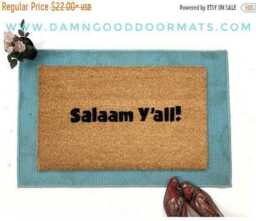 Funny Salaam Y'all Doormat Arabic, Hebrew Peace Welcome Mat - thumbnail 1