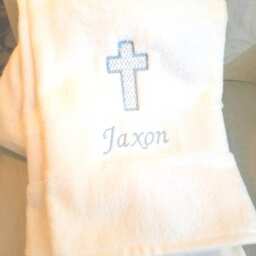 Personalized Baptism Towel For Greek Orthodox Baptism, Bath Towel, Embroidered - thumbnail 2