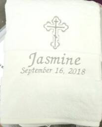 Personalized Baptism Towel For Greek Orthodox Baptism, Bath Towel, Embroidered - thumbnail 1