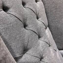 British Handmade Grey Herringbone Wool High Back Wing Chair - thumbnail 3