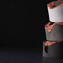 Magma Concrete Candle Vessel, Mantle Copper Low Tealight Holder, Modern Decor - Volcano Collection - thumbnail 2