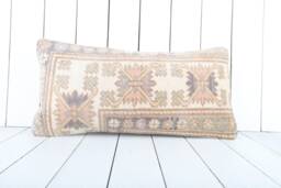 Vintage Turkish Kilim Lumbar Pillow Cover 12x24 Inch, Handmade - thumbnail 1