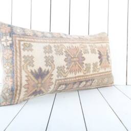 Vintage Turkish Kilim Lumbar Pillow Cover 12x24 Inch, Handmade - thumbnail 2