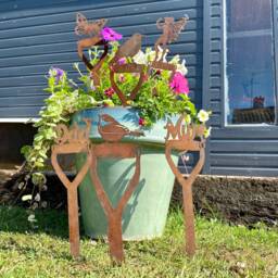 Rusty Metal Spade Garden Ornament UK Made Mum Dad Robin Fairy Gift