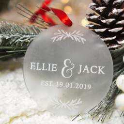 First Christmas Married Bauble Personalised Ornament Mr & Mrs Decoration Gift For Couple Gifts - thumbnail 3