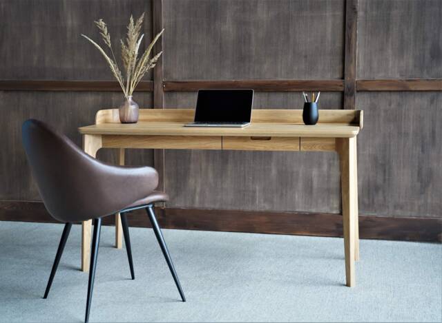 Wood Desk With Drawer, Oak Office Desk, Computer - image 1