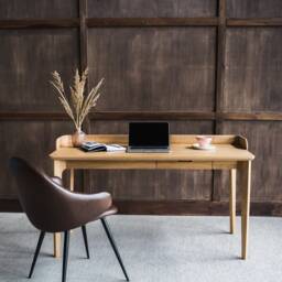Wood Desk With Drawer, Oak Office Desk, Computer - thumbnail 2