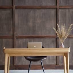 Wood Desk With Drawer, Oak Office Desk, Computer - thumbnail 3