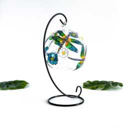Colourful Dragonfly Glass Candle Holder, Hand Painted, With Metal Stand - thumbnail 2
