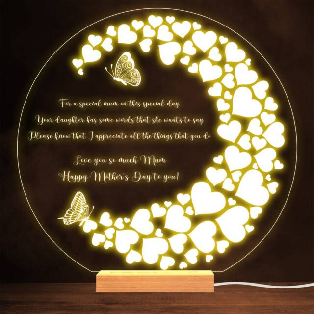 Butterflies Poem For Mother Happy Mother's Day Personalised Gift Night Light - image 1