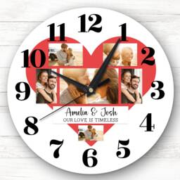Love Timeless Photos Valentine's Day Gift Anniversary White Personalised Clock - thumbnail 1