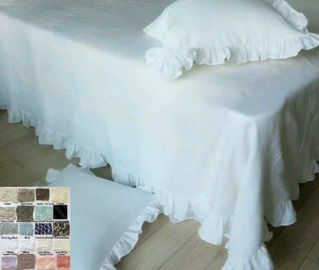 Natural Linen Throw Blanket Over-Sized With Ruffles, Multiple Colors To Choose, Lay Back Luxury - image 1
