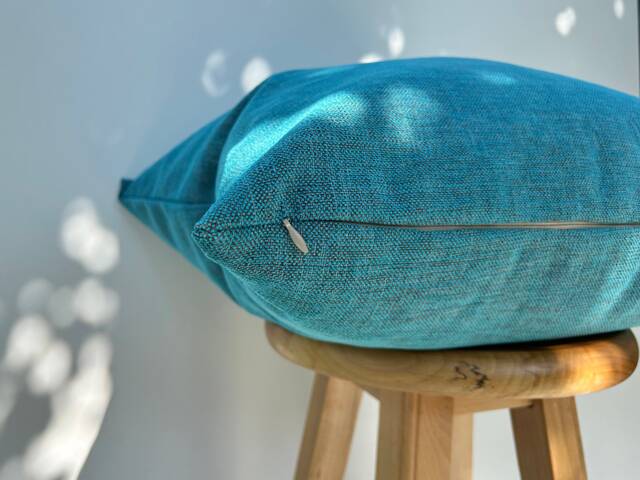 Teal Linen Throw Pillow Cover Textured Decorative Cushion - All Duties Paid Usa - image 1