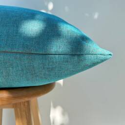 Teal Linen Throw Pillow Cover Textured Decorative Cushion - All Duties Paid Usa - thumbnail 3