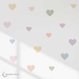 Pastel Love Heart Wall Stickers - Multicoloured Fun Kid's Decor Whimsical Gender Neutral Nursery Decals - thumbnail 2