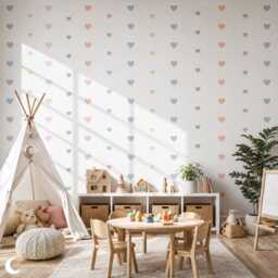Pastel Love Heart Wall Stickers - Multicoloured Fun Kid's Decor Whimsical Gender Neutral Nursery Decals - thumbnail 3