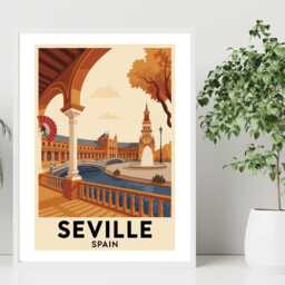 Seville Spain Travel Poster - Vintage Wall Print Scenic Landscape City Art Destination A5 A4 A3 Framed Or Unframed - thumbnail 2