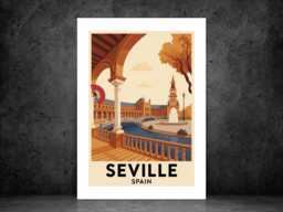 Seville Spain Travel Poster - Vintage Wall Print Scenic Landscape City Art Destination A5 A4 A3 Framed Or Unframed - thumbnail 1