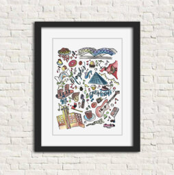 Memphis, Tennessee Watercolor Wall Art Illustration Print Gift 8x10 11x14 // Levitt Shell Bridge Sears Building Pyramid Fedex Grit Grind Bbq - thumbnail 1