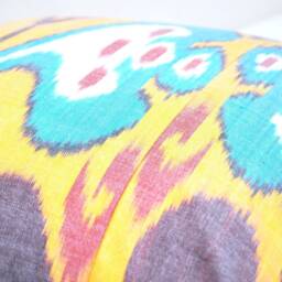 Handloom Ikat Pillow Cover, Silk Cotton Cushion, 20x20 - thumbnail 3