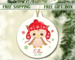 2018 Christmas Ornament For Kids - Personalized Children's Owl
