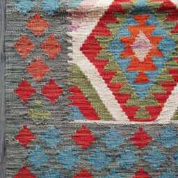 Multicolour Wool Kilim Runner, Handmade Artisan Afghan Turkish Persian Qashqai Moroccan Navajo Flatweave, Natural Rug 247x68 cm - thumbnail 2