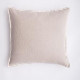 Linen Pillow Cover. Washed Linen Pillowcase With Pom-Poms. Stylish Custom Size Pillow For Living Room - thumbnail 3