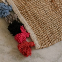 Handwoven Hemp Accent Rug Natural Fiber With Pom Poms - 2 X 3 Ft - thumbnail 4