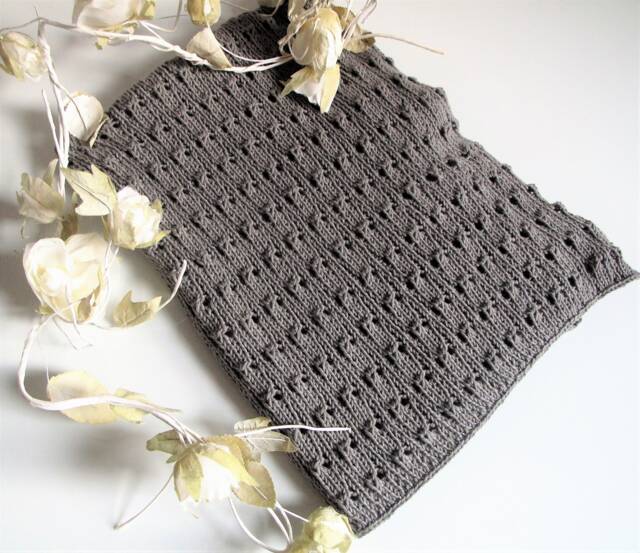 Hand Knit Cotton Grey Baby Blanket - Ready To Ship - image 1