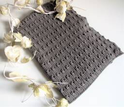 Hand Knit Cotton Grey Baby Blanket - Ready To Ship - thumbnail 1