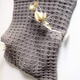 Hand Knit Cotton Grey Baby Blanket - Ready To Ship - thumbnail 3