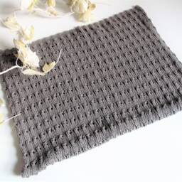 Hand Knit Cotton Grey Baby Blanket - Ready To Ship - thumbnail 2