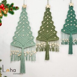 Macrame Christmas Tree Wall Art, Boho Holiday Decor, Gift, Hanging, Art - thumbnail 2