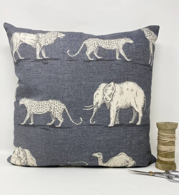 Jungle Animal Cushion, Monkey Elephant Giraffe Cushion, Safari Cover, Duck Feather Pillow, Fabric Home Decor, Birthday Present, Mothers Day - image 1