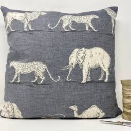 Jungle Animal Cushion, Monkey Elephant Giraffe Cushion, Safari Cover, Duck Feather Pillow, Fabric Home Decor, Birthday Present, Mothers Day - thumbnail 3