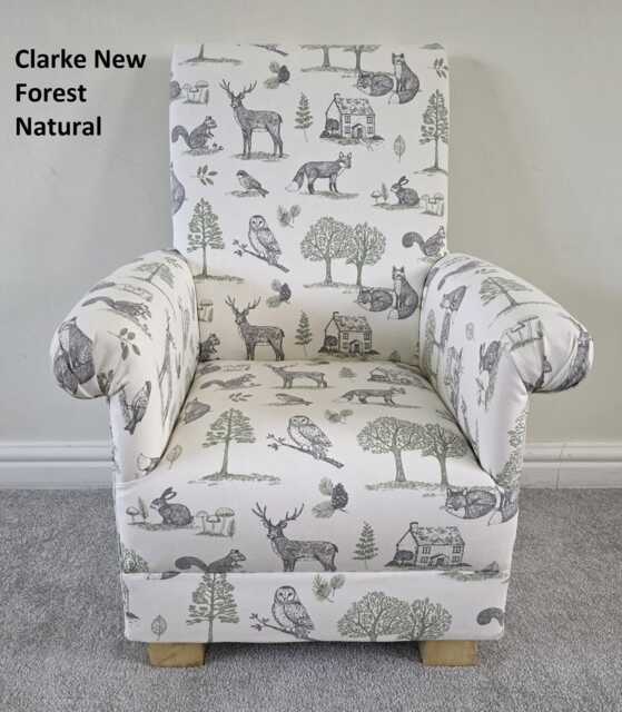 Fryetts Peacocks Fabric Kids Armchair Handmade Children's Accent Chair Girls Boys Seat Child's Animals Patchwork Cars Fairies - image 1