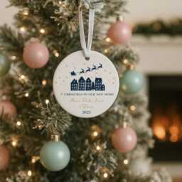 1st Christmas New Home Bauble, Couple Gifts, Housewarming Gift, House Ornament, Moving in Navy Xmas Decorations, UK - thumbnail 4
