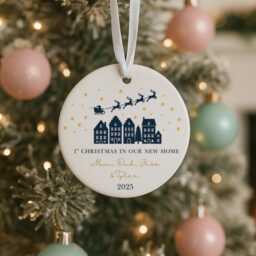 1st Christmas New Home Bauble, Couple Gifts, Housewarming Gift, House Ornament, Moving in Navy Xmas Decorations, UK - thumbnail 1