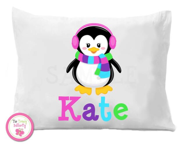 Personalized Penguin Pillowcase, Kids Monogrammed Bedding - image 1