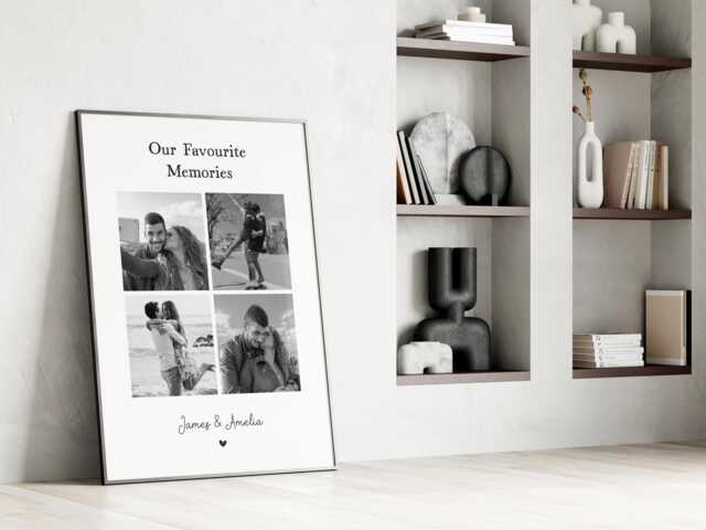 Personalised Valentines Day Gift. Photo Collage Print. Couple Wall Art For Boyfriend Or Girlfriend. Anniversary Gift Him Her. Custom Poster - image 1