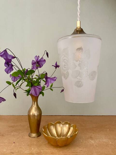 Vintage Frosted Glass Globe Pendant Light - image 1