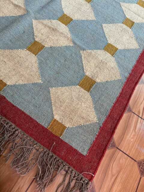 Handwoven Wool Jute Kilim Rug, Traditional Indian Dhurrie, Custom Size - image 1