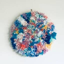 Custom Round Shag Wall Weaving - Boho Chic Tapestry Art - 40cm Diameter - thumbnail 2