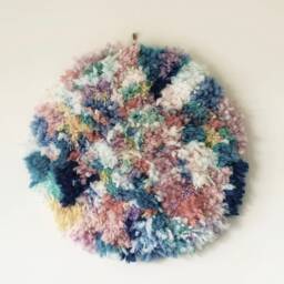 Custom Round Shag Wall Weaving - Boho Chic Tapestry Art - 40cm Diameter - thumbnail 3