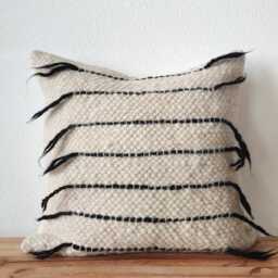 Ivory Sheep Wool Throw Pillow, Handmade Cream Cushion, Rustic Farmhouse, Boho Living Room Decor, Cozy Accent Pillow For Sofa Or Bed - thumbnail 2