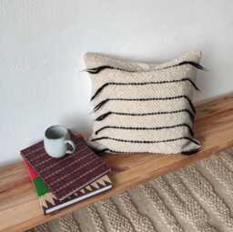 Ivory Sheep Wool Throw Pillow, Handmade Cream Cushion, Rustic Farmhouse, Boho Living Room Decor, Cozy Accent Pillow For Sofa Or Bed - thumbnail 1