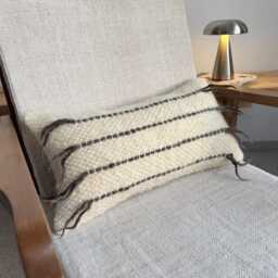 Ivory Sheep Wool Throw Pillow, Handmade Cream Cushion, Rustic Farmhouse, Boho Living Room Decor, Cozy Accent Pillow For Sofa Or Bed - thumbnail 3
