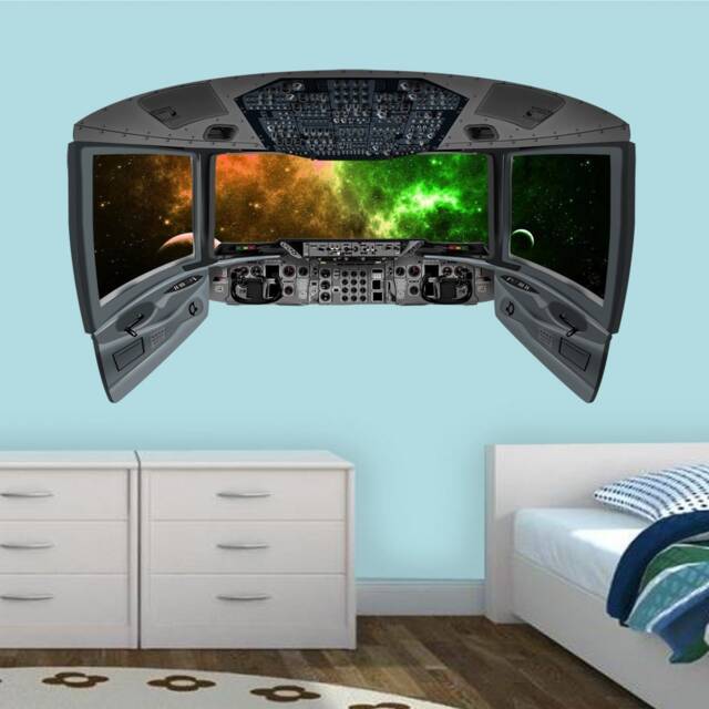 Fake Window, Space Themed Nursery Decor, Boys Room Wall Decal, Cockpit Sticker - Vwaq Cp28 - image 1
