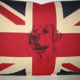 Large Cushion Labrador Head Embroidered On Union Jack - thumbnail 2